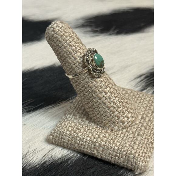 Native American Southwest Sterling Silver Turquoise Ring Single Stone Stacker - Picture 6 of 10
